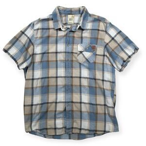 Solaris Outdoors Short Sleeve Plaid Lyocell Cotton‎ Button Up Men's Large